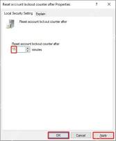 Win10 Reset account lockout counter after 属性中输入 15 minutes