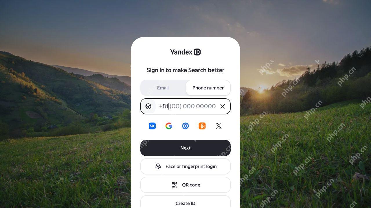 官方登录面板切换Phone number后的区号与手机号占位提示