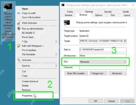 Win10 快捷方式属性中 Run 设置为 Minimized