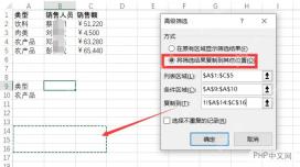 Excel 高级筛选将结果复制到其他位置