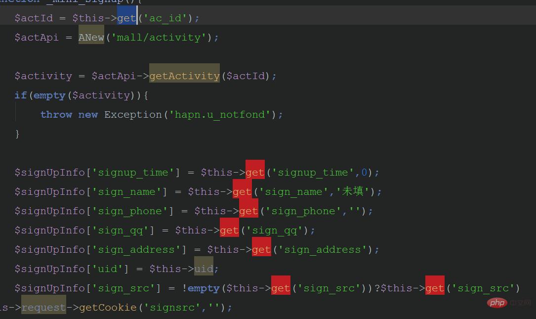 PhpStorm wählt dieselben Wörter aus, um den Hervorhebungseffekt anzuzeigen