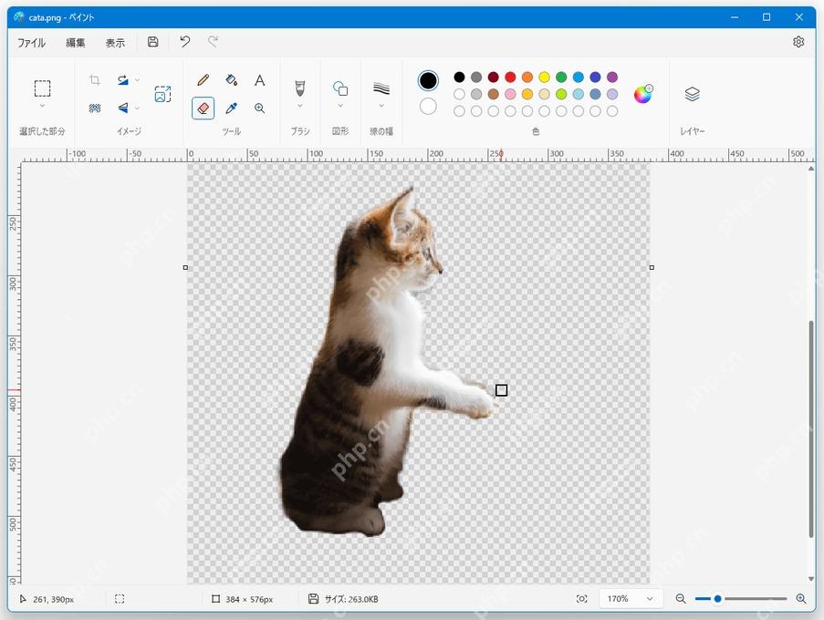 Win11 画图中背景已删除并显示透明棋盘格