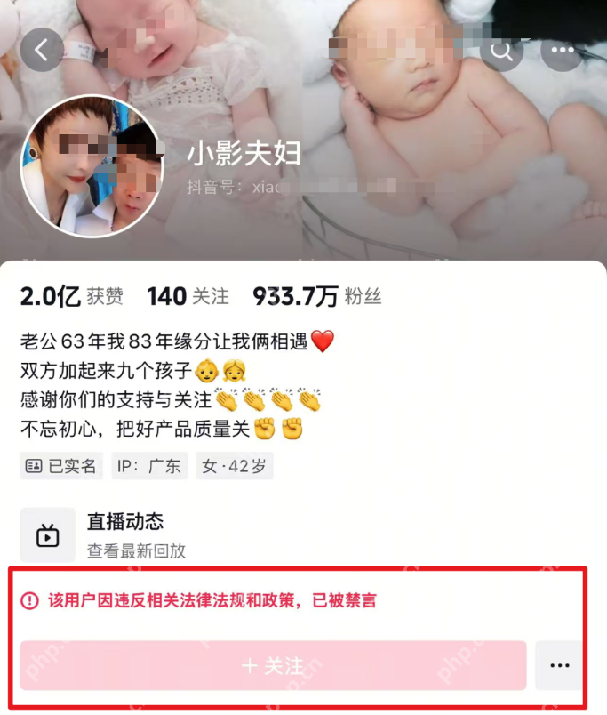 网红“小影夫妇”被实名举报偷逃税,追缴罚款超2379万,账号已被禁言 - php中文网