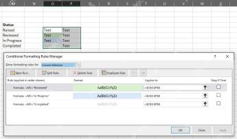 Excel 条件格式规则管理器中切换当前所选内容查看规则