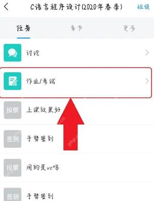 学习通课程页面作业考试入口，用于查看课程作业要求