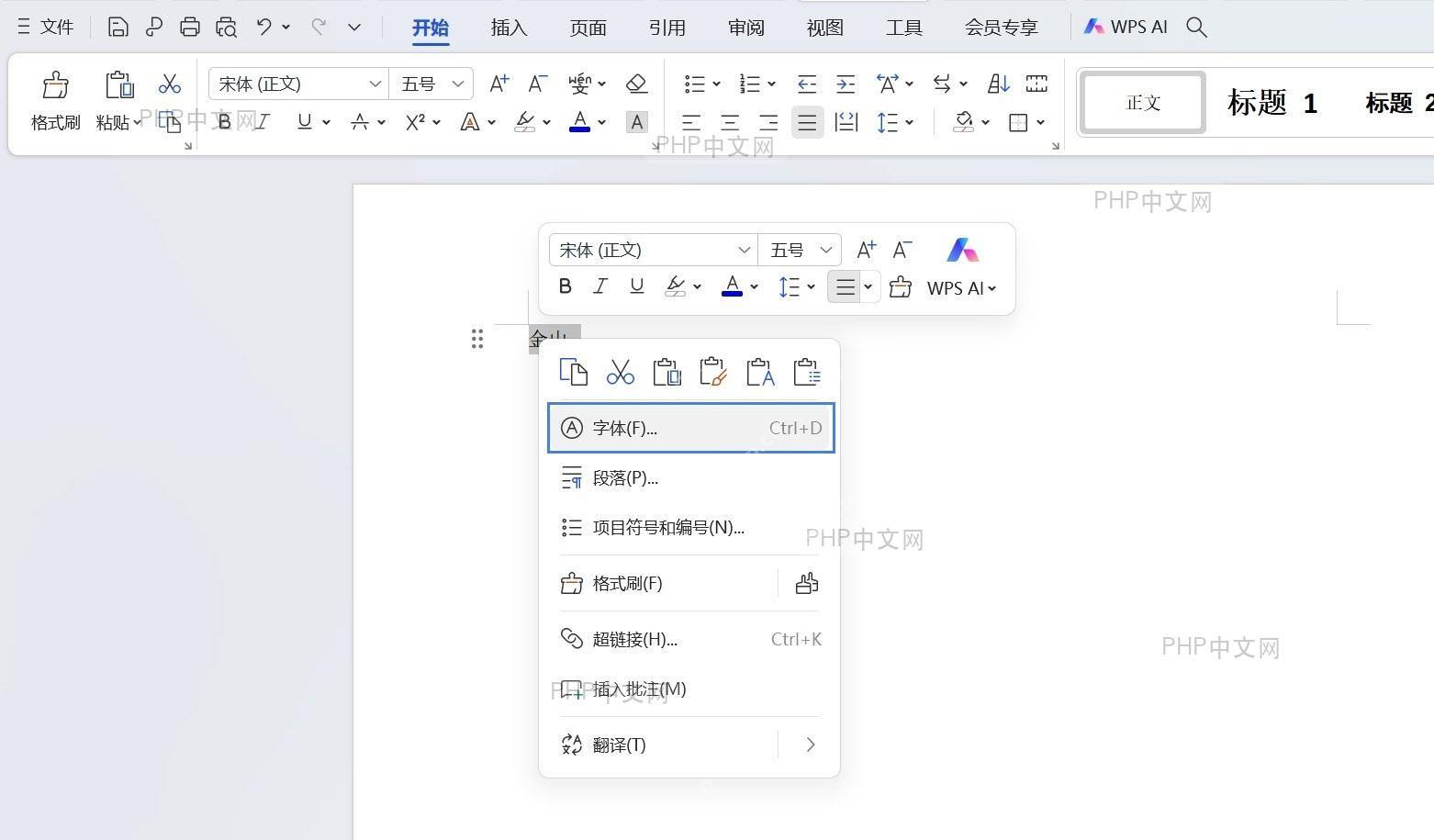 选中文本后右键点击选择‘字体’选项,并勾选‘隐藏文字’复选框