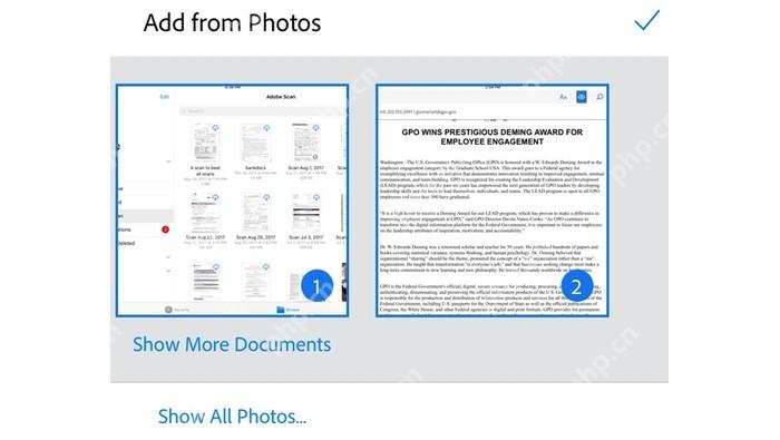 Adobe Scan 从手机照片导入图片