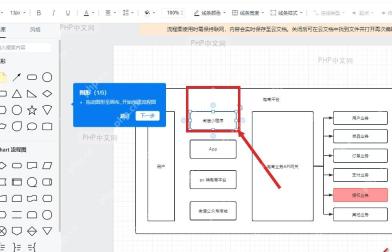 WPS 流程图画布中先选中一个节点图形,准备给这个图形插入链接
