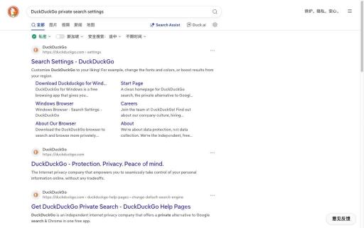 执行一次实际网页搜索对应的DuckDuckGo真实界面