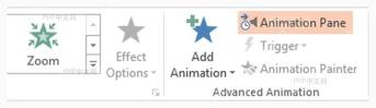 PowerPoint 动画选项卡中的动画窗格入口