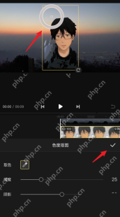 快影手机编辑界面:取色并调节强度和阴影