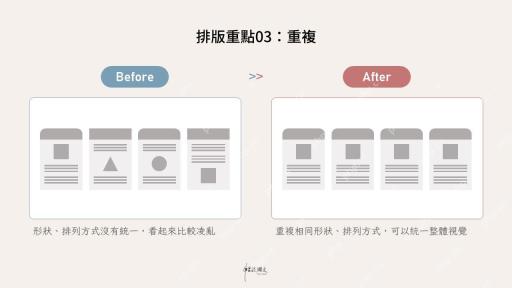PPT 排版中减少重叠和拥挤感的前后对比
