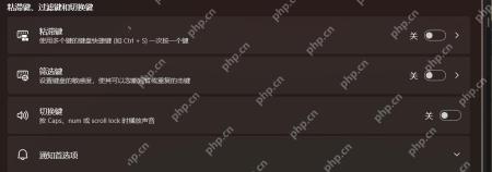 Win11 辅助功能键盘页显示粘滞键筛选键切换键