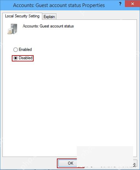 Win10 Guest account status 属性中 Disabled 被选中