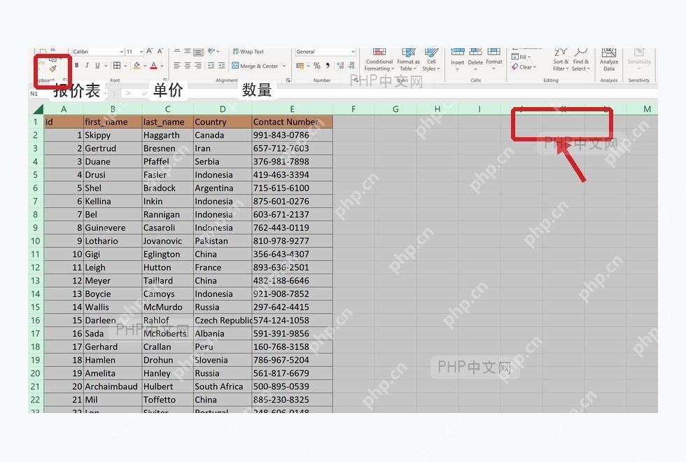 Excel工作表全选按钮和设置单元格格式入口被标出