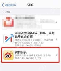 iOS 订阅列表里的微博会员