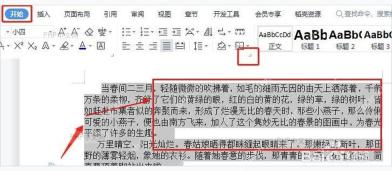 Word 文档中选中正文段落准备调整行间距
