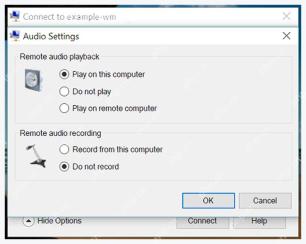 Hyper-V VMConnect Remote Audio Settings 中播放和录音选项