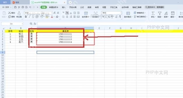 Excel 表格中长数字按文本显示,红框标出完整编号输入结果