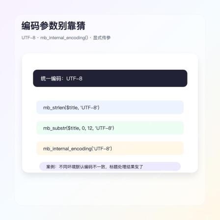 PHP mb_internal_encoding UTF-8 编码参数案例