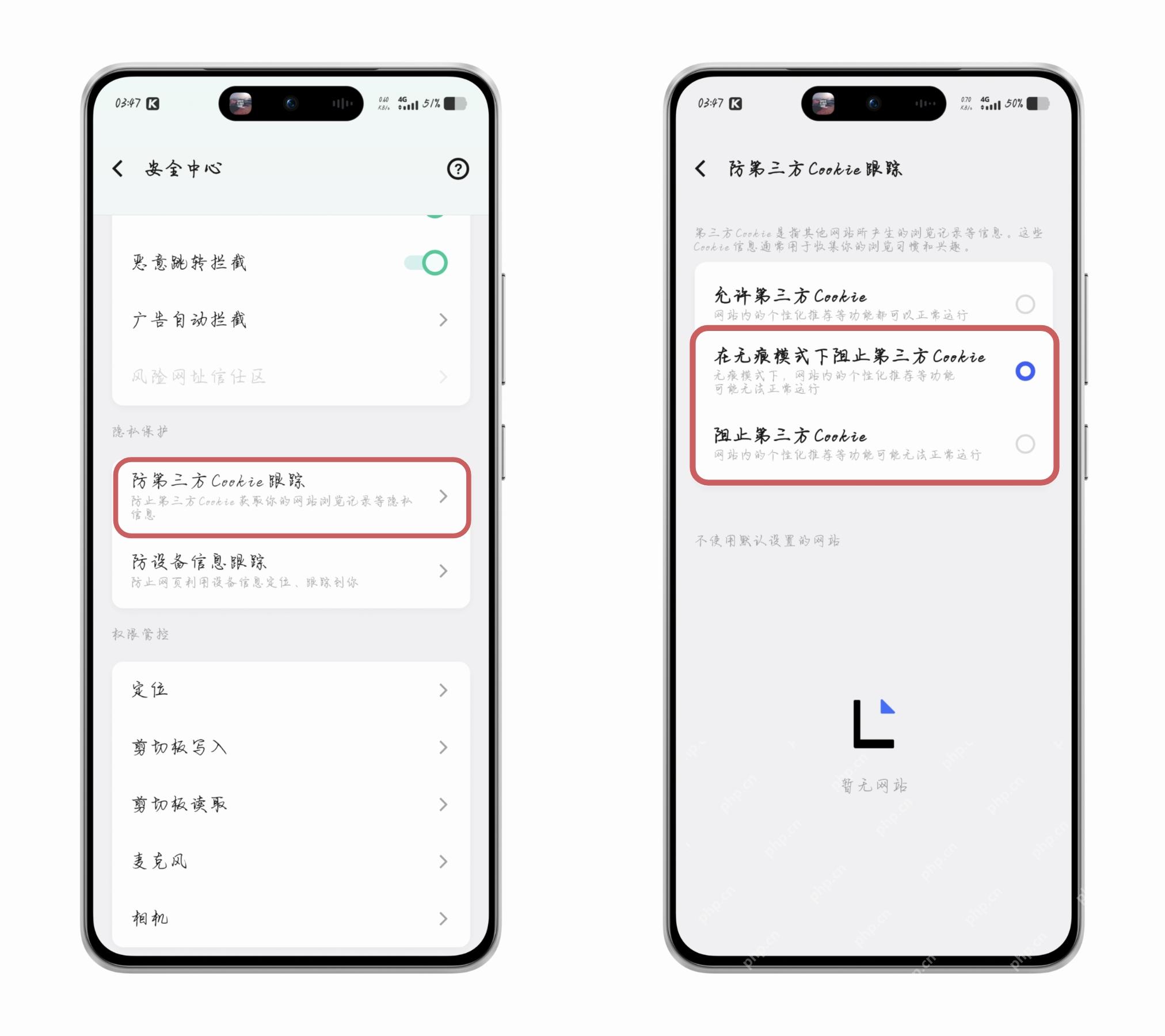 步骤2：检查第三方跟踪防护真实操作界面