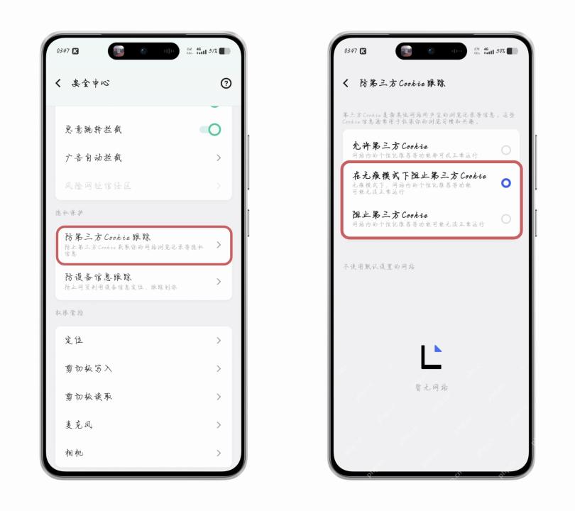 步骤2：检查第三方跟踪防护真实操作界面