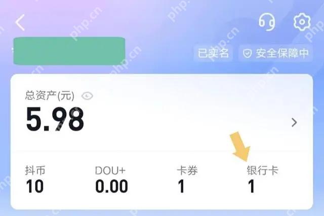 抖音钱包页面中的银行卡入口