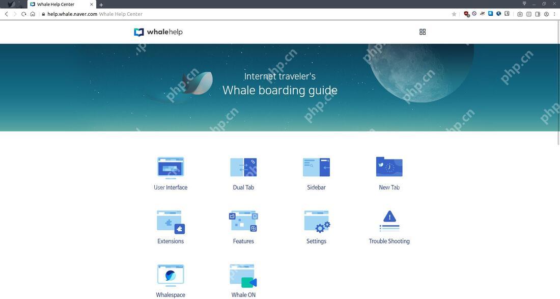 Whale Help Center功能分类真实页面
