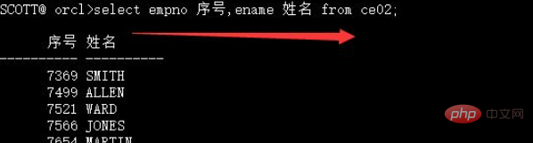 oracle での as の使用法は何ですか