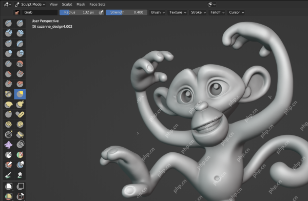 Blender 雕刻视口显示模型表面和笔刷工作环境