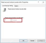 Win10 Reset account lockout counter after 属性设置为 5 minutes