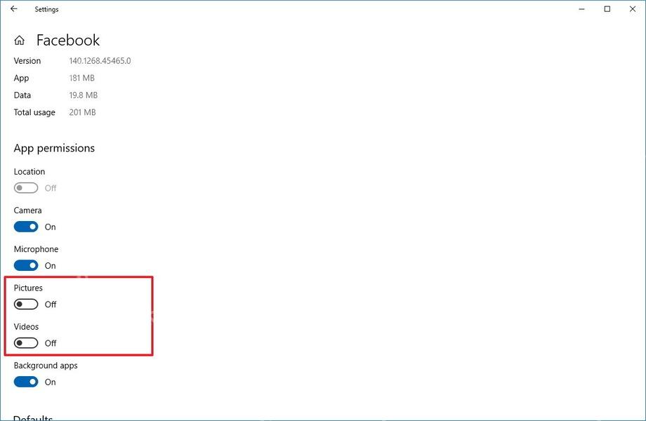 Win10 应用高级选项中 App permissions 显示 Videos 权限开关
