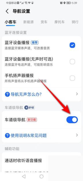 高德地图开启车道级导航开关