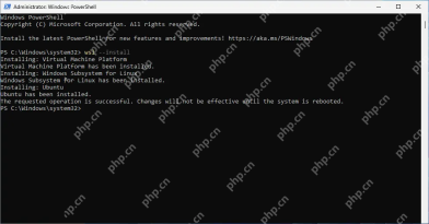 管理员 PowerShell 执行启用 WSL 相关功能后的结果