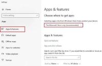 Win10 Apps and features 中 Choose where to get apps 下拉框当前为 Microsoft Store only