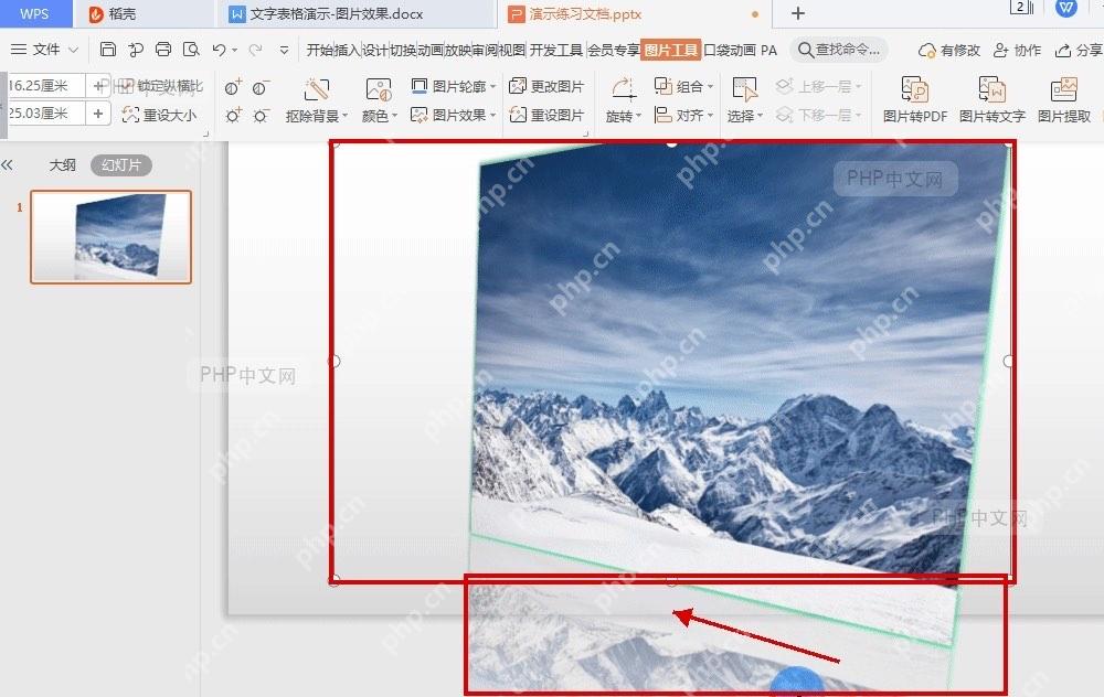 WPS 演示幻灯片图片完成倒影和三维旋转后的效果