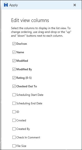 SharePoint 文档库编辑视图列面板