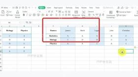 WPS表格成绩表完成转置后横纵方向互换的结果