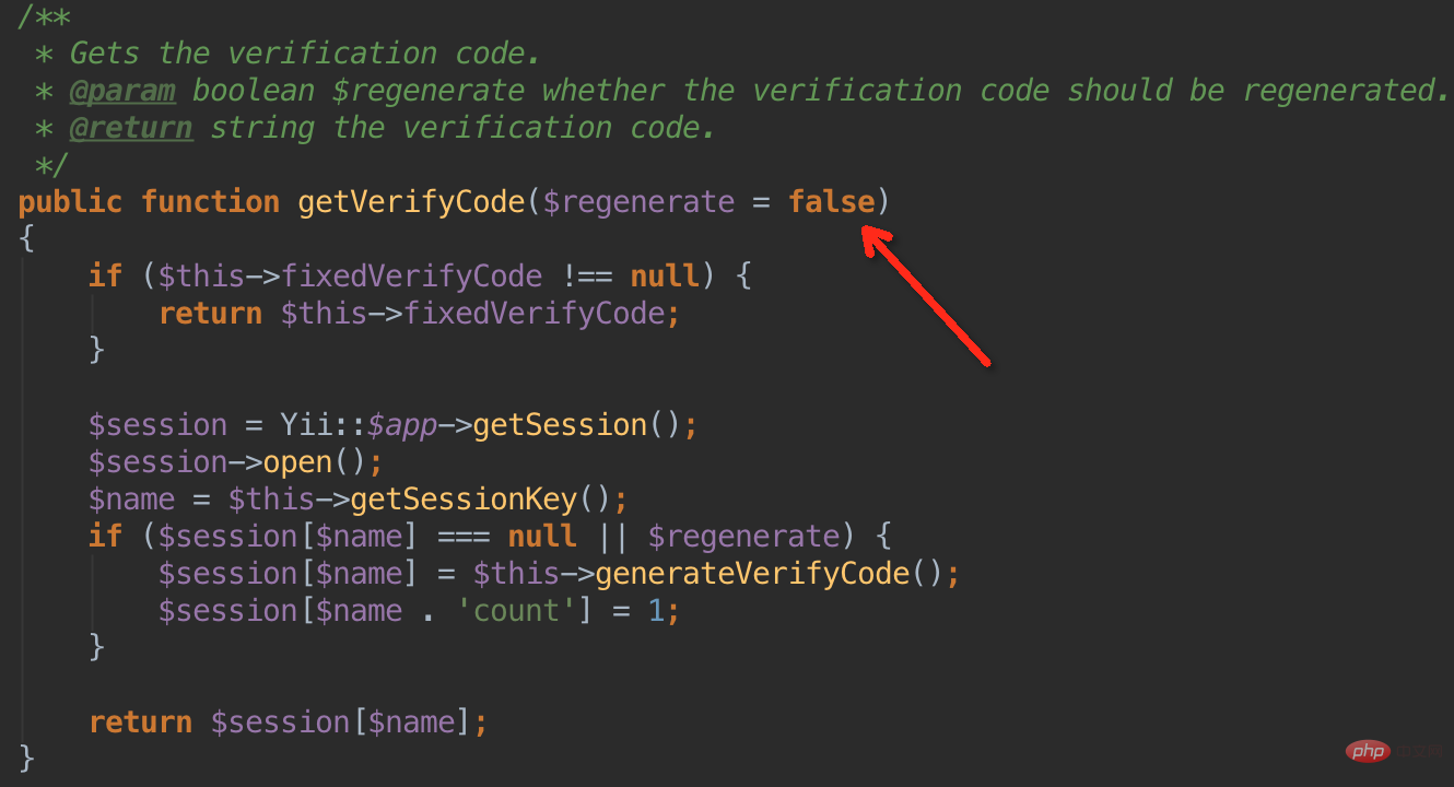 How to change the verification code in yii framework