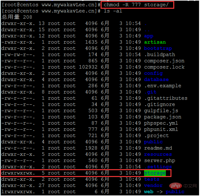 What should I do if the Laravel access page under centos is blank?