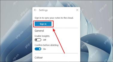 Win11 Sticky Notes 设置页显示 Sign in 同步按钮