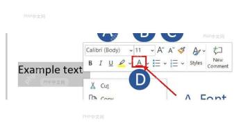 Word浮动工具栏中的字体颜色按钮入口