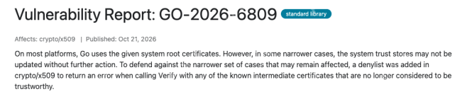Go CVE-2026-111943（GO-2026-6809）证书验证漏洞修复指南