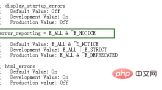 How to set php not to display notice information