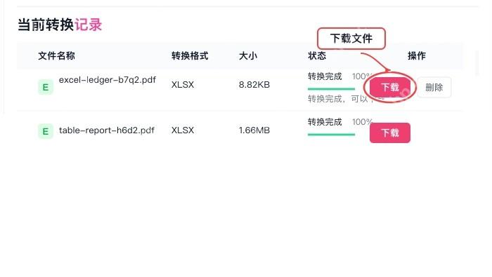 PDF转Excel下载Excel并检查