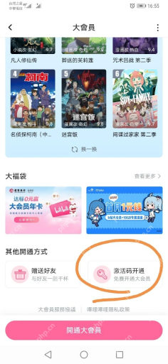 哔哩哔哩大会员页面其他开通方式中的激活码开通入口_哔哩哔哩怎么使用激活码_哔哩哔哩会员激活码兑换步骤 - php中文网