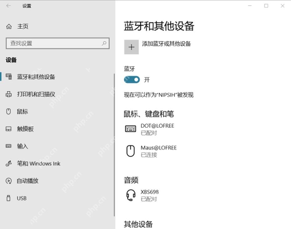 Windows 10 蓝牙设备列表里鼠标显示已连接