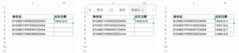 WPS表格用智能填充从身份证号码中提取出生日期