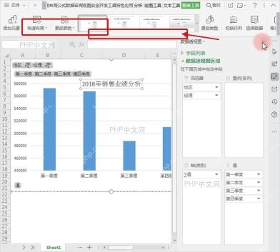 WPS数据透视图中编辑标题并调整图表样式