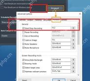 Bandicam Windows Advanced options Hotkeys页红框标出Pause Recording暂停录制快捷键
